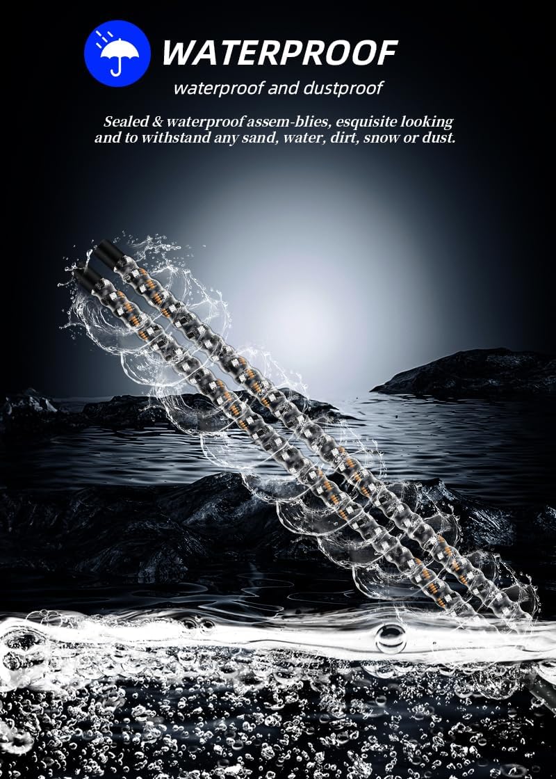 S7 2PCS 5FT Whip Lights, LED Whip Light with App & Remote Control, Spiral RGB Chasing Lighted Antenna Whips,Whip Light for UTV ATV RZR SXS Can-Am Dune Buggy Offroad Truck (5ft) - Image 4